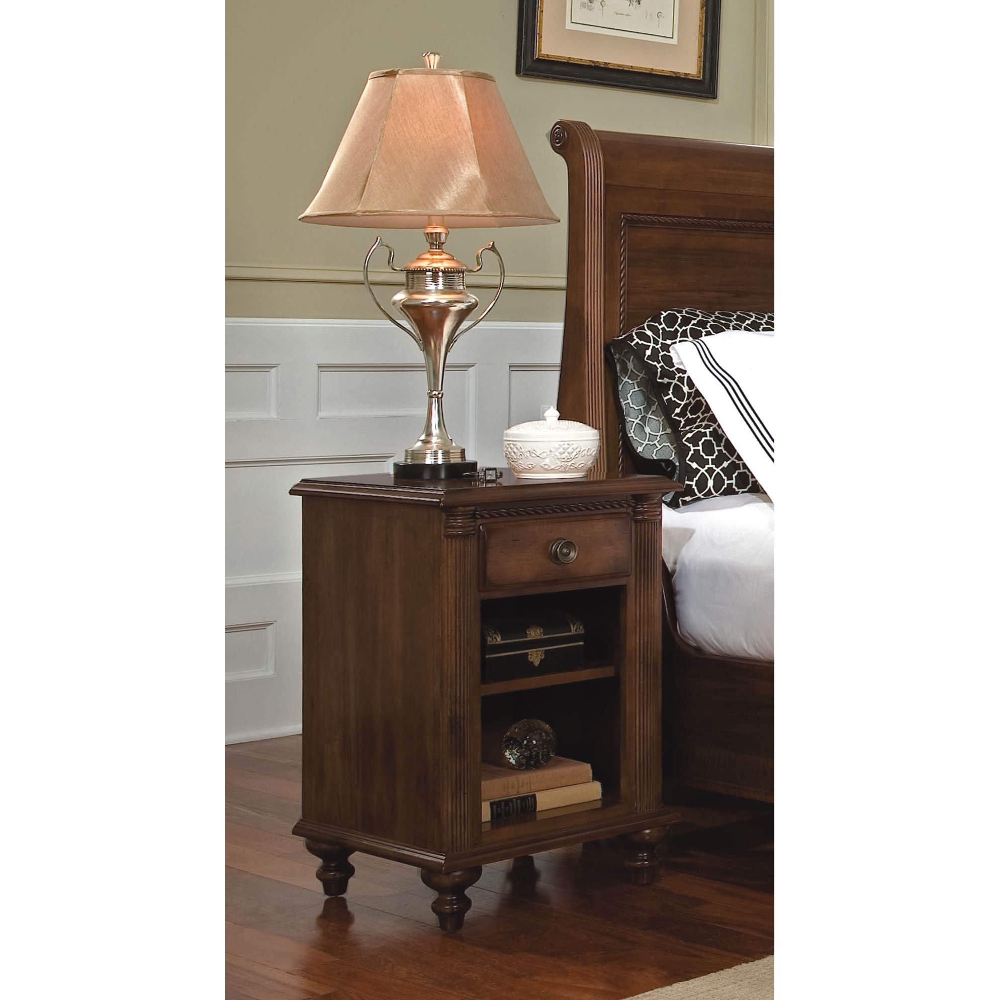 Durham Saville Row Traditional Solid Wood Open Night Stand Story